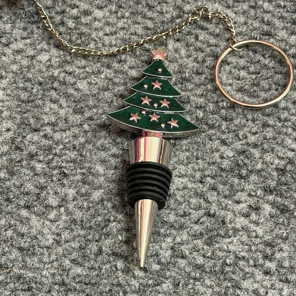 Christmas Tree Wine Bottle Stoppers, Lot Of 2